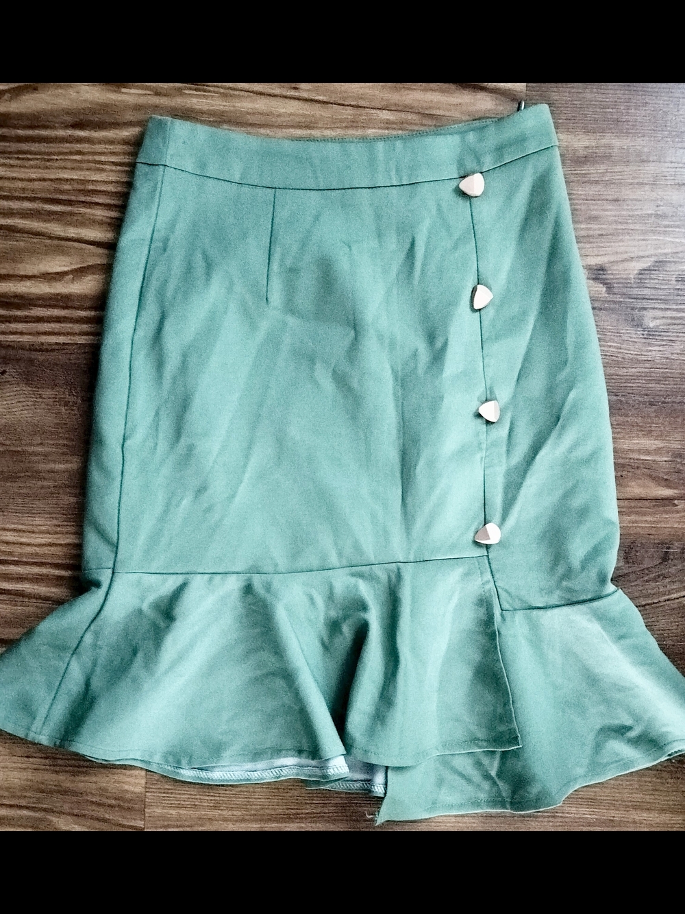 Xixistyle Brand Vintage Ruffled Sage Green Skirt- Side Zipper